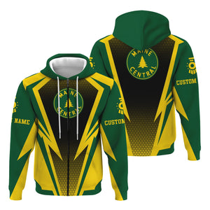 Railspirit Personalized Maine Central Railroad Hoodie Lightning Graphic Style Zip Up Hoodie Gift Idea For Train Lover