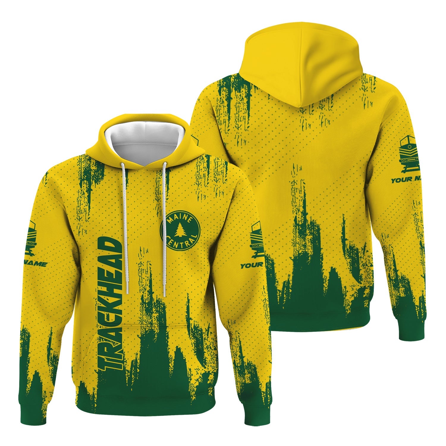 Railspirit Personalized Maine Central Railroad Hoodie Paint Impact Design Train Zip Up Hoodie for Trackhead