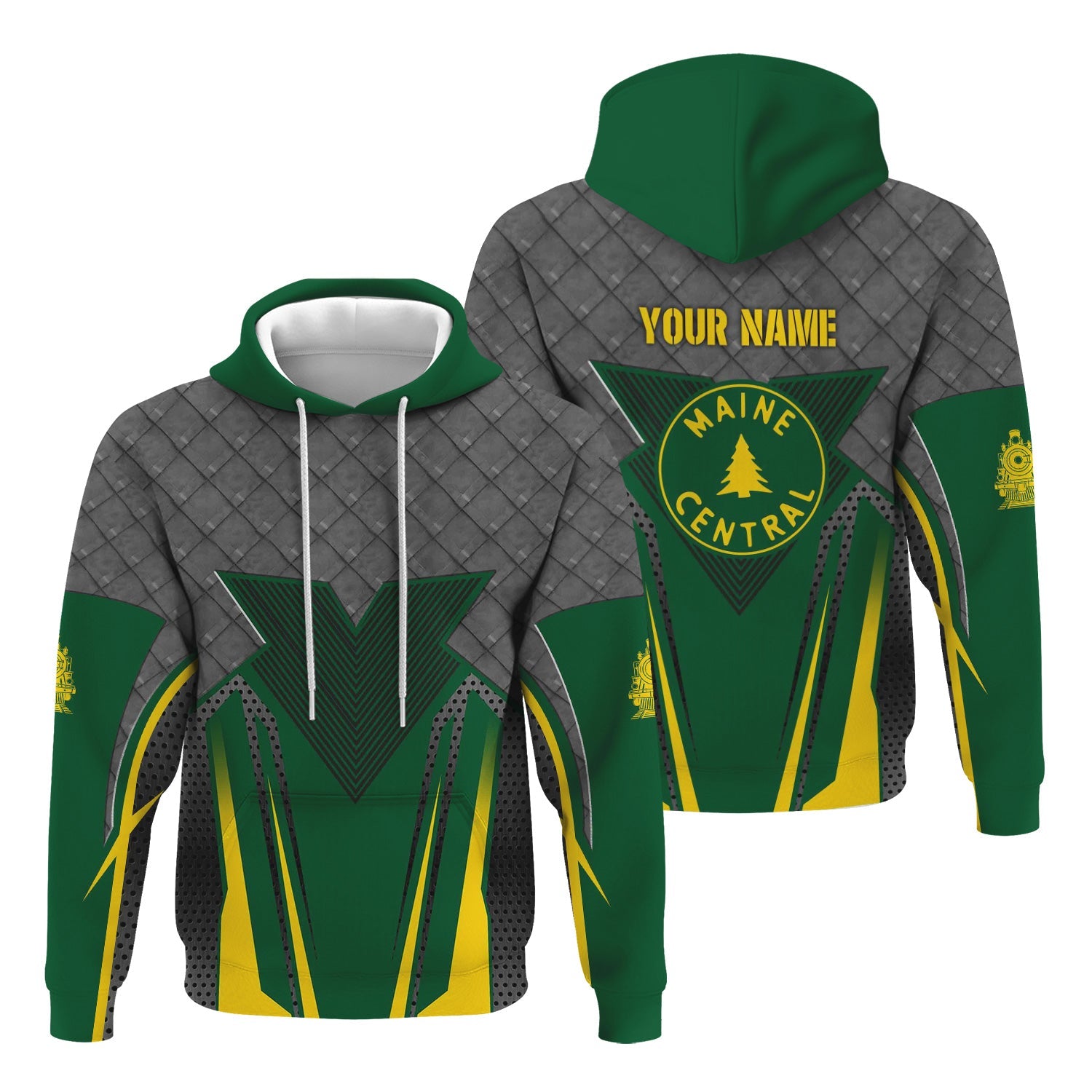 Railspirit Personalized Maine Central Railroad Hoodie Rugged Steel Vibes Train Zip Up Hoodie All Over Print