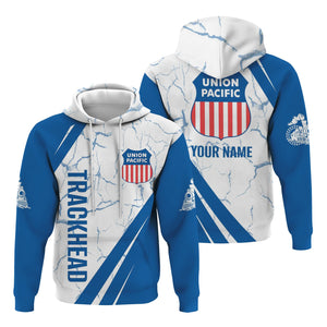 Railspirit Personalized Union Pacific Railroad Hoodie Crackle Texture Style Big Boy Train Zip Up Hoodie For Trackhead