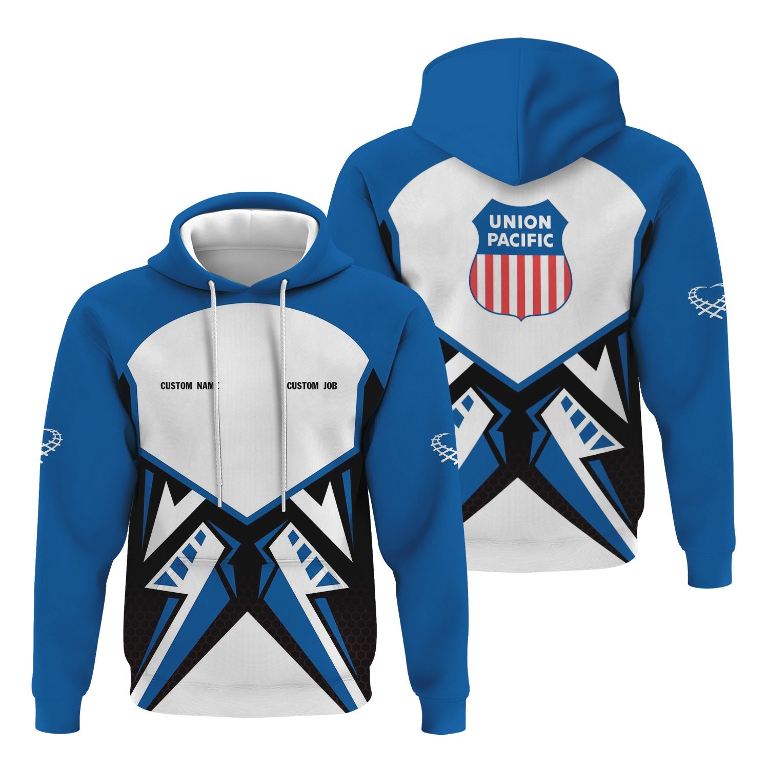 Railspirit Personalized Union Pacific Railroad Hoodie Vibriant Style with Custom Position Big Boy Train Zip Up Hoodie