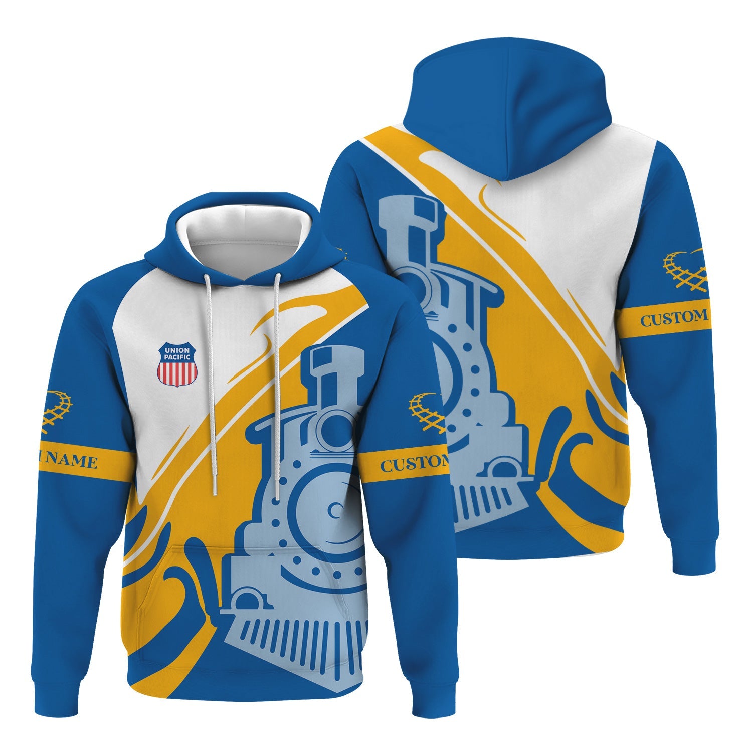 Railspirit Personalized Union Pacific Railroad Hoodie Flame-Inspired Style Big Boy Zip Up Hoodie Gift Idea For Train Lovers