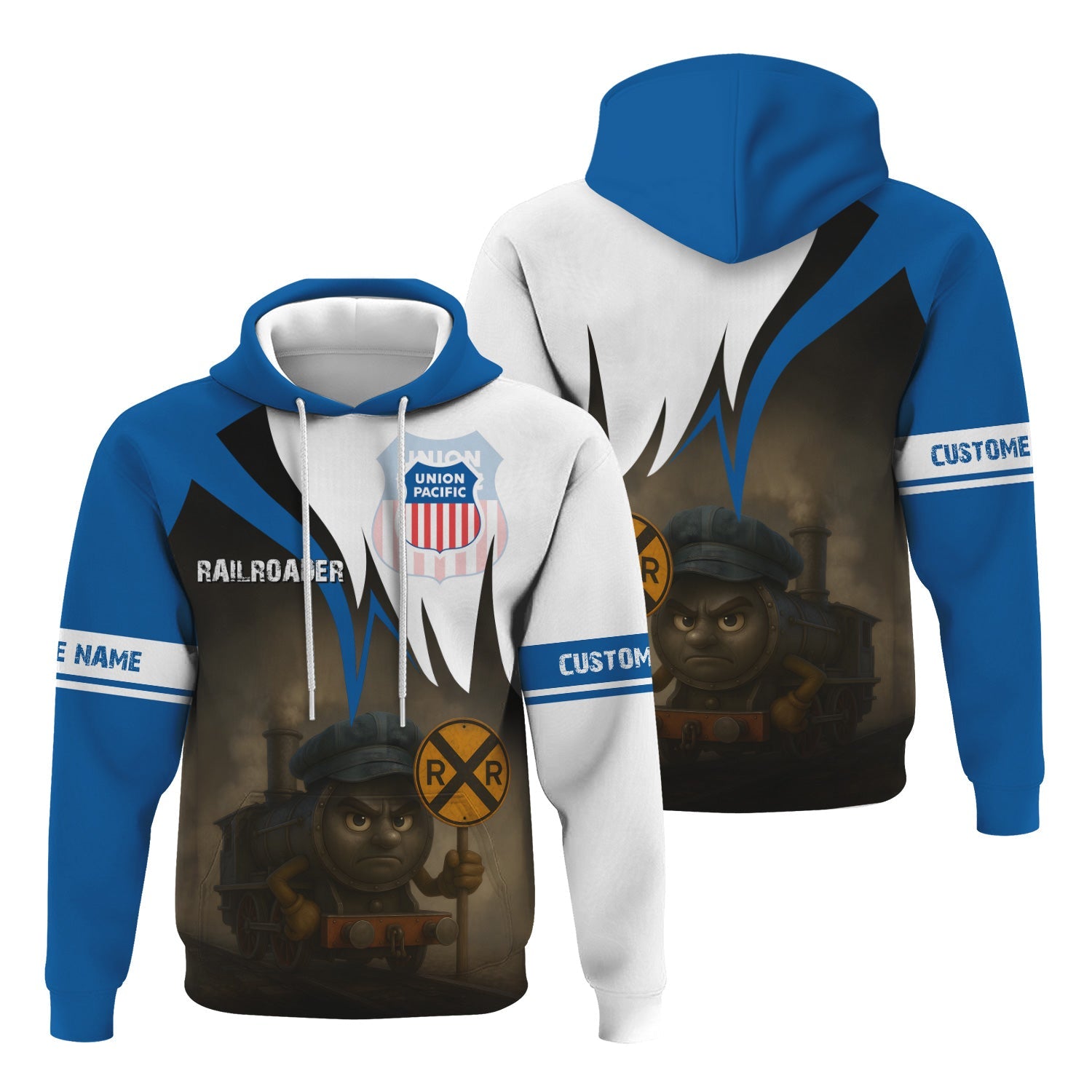 Railspirit Personalized Union Pacific Railroad Hoodie Angry Train Big Boy Hoodie Gift Idea For Train Lover