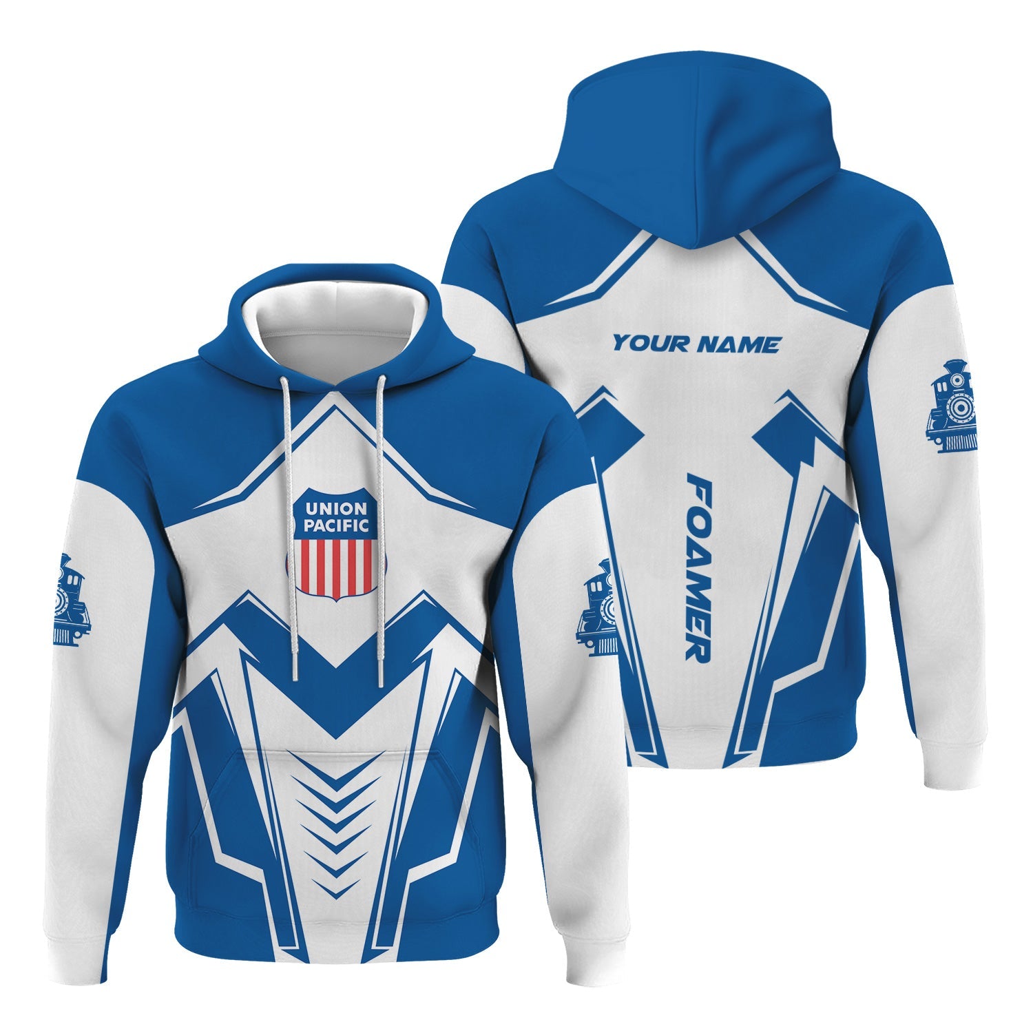 Railspirit Personalized Union Pacific Railroad Hoodie Railway Trainspotter Style Big Boy Zip Up Hoodie Gift Idea For Foamers