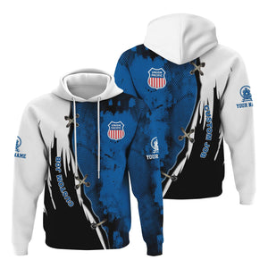 Railspirit Personalized Union Pacific Railroad Hoodie Retro Stitches Design with Custom Position Big Boy Train Zip Up Hoodie