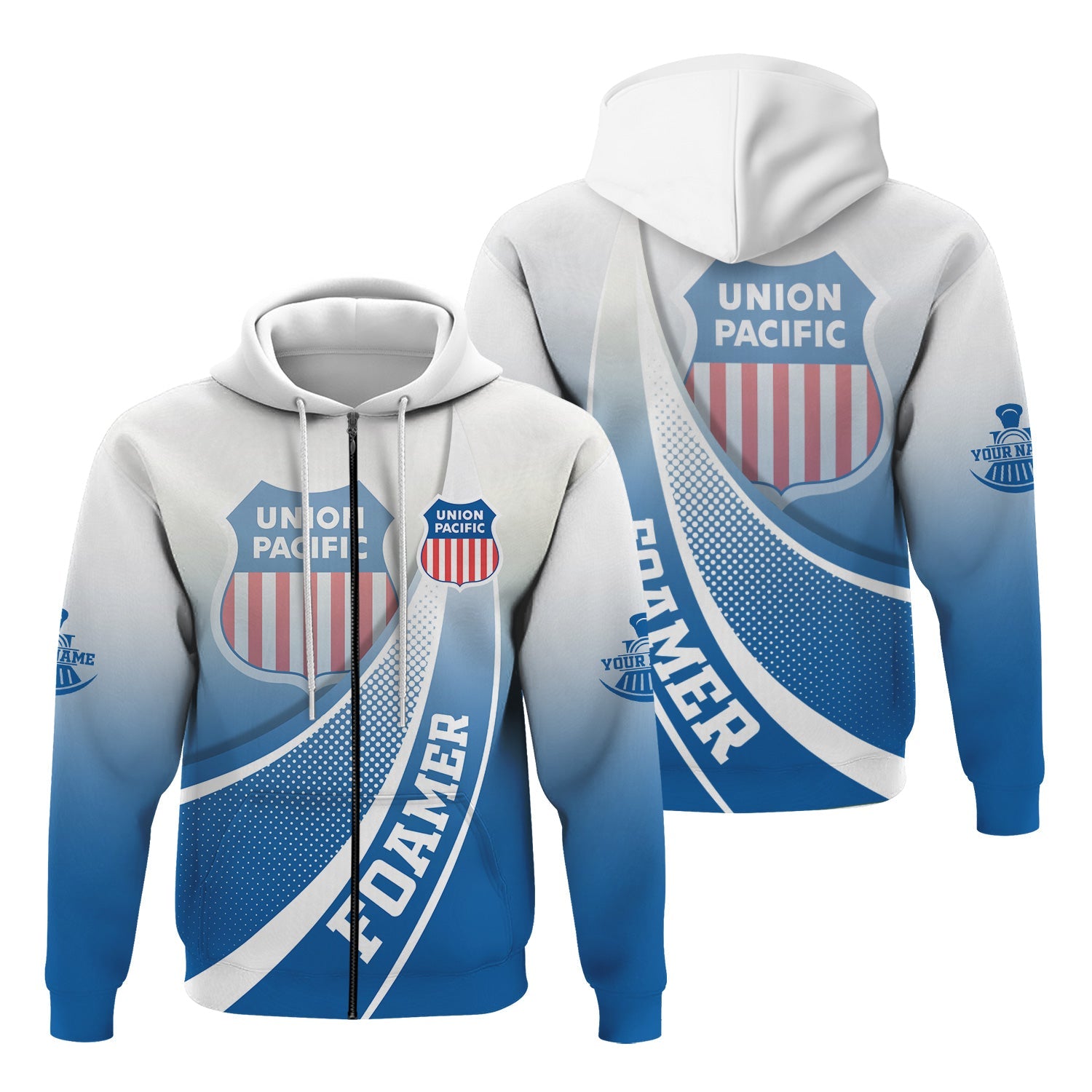 Railspirit Personalized Union Pacific Railroad Hoodie Railway-Themed Style Big Boy Zip Up Hoodie Gift Idea For Trainspotter