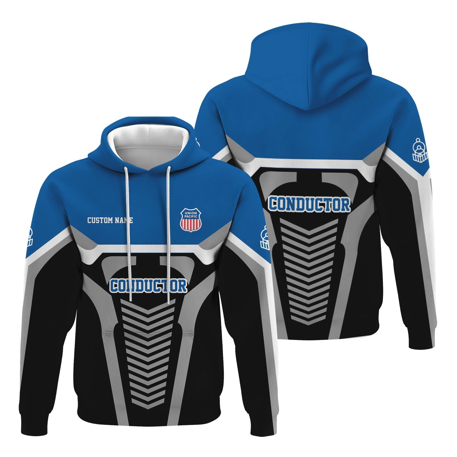 Railspirit Personalized Union Pacific Railroad Hoodie Track-Inspired with Custom Job Position Big Boy Train Zip Up Hoodie