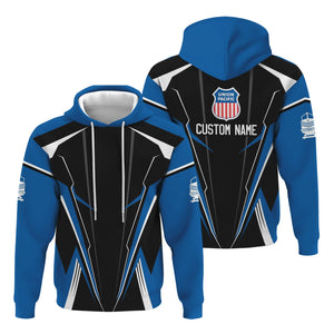 Railspirit Personalized Union Pacific Railroad Hoodie Lightning-Edge Design Big Boy Train Zip Up Hoodie For Railroad Lovers