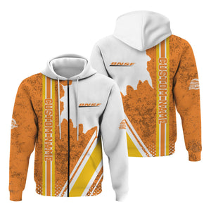 Railspirit Personalized BNSF Railway Hoodie All Over Printed Unisex Zip Up Hoodie