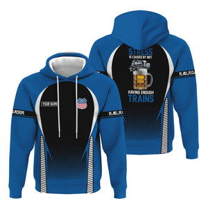 Railspirit Personalized Union Pacific Railroad Hoodie Stress Is Caused By Not Having Enough Trains Big Boy  Zip Up Hoodie