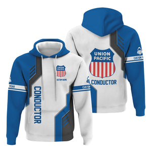 Railspirit Personalized Union Pacific Railroad Hoodie Unique Railway Style with Custom Job Big Boy Train Zip Up Hoodie