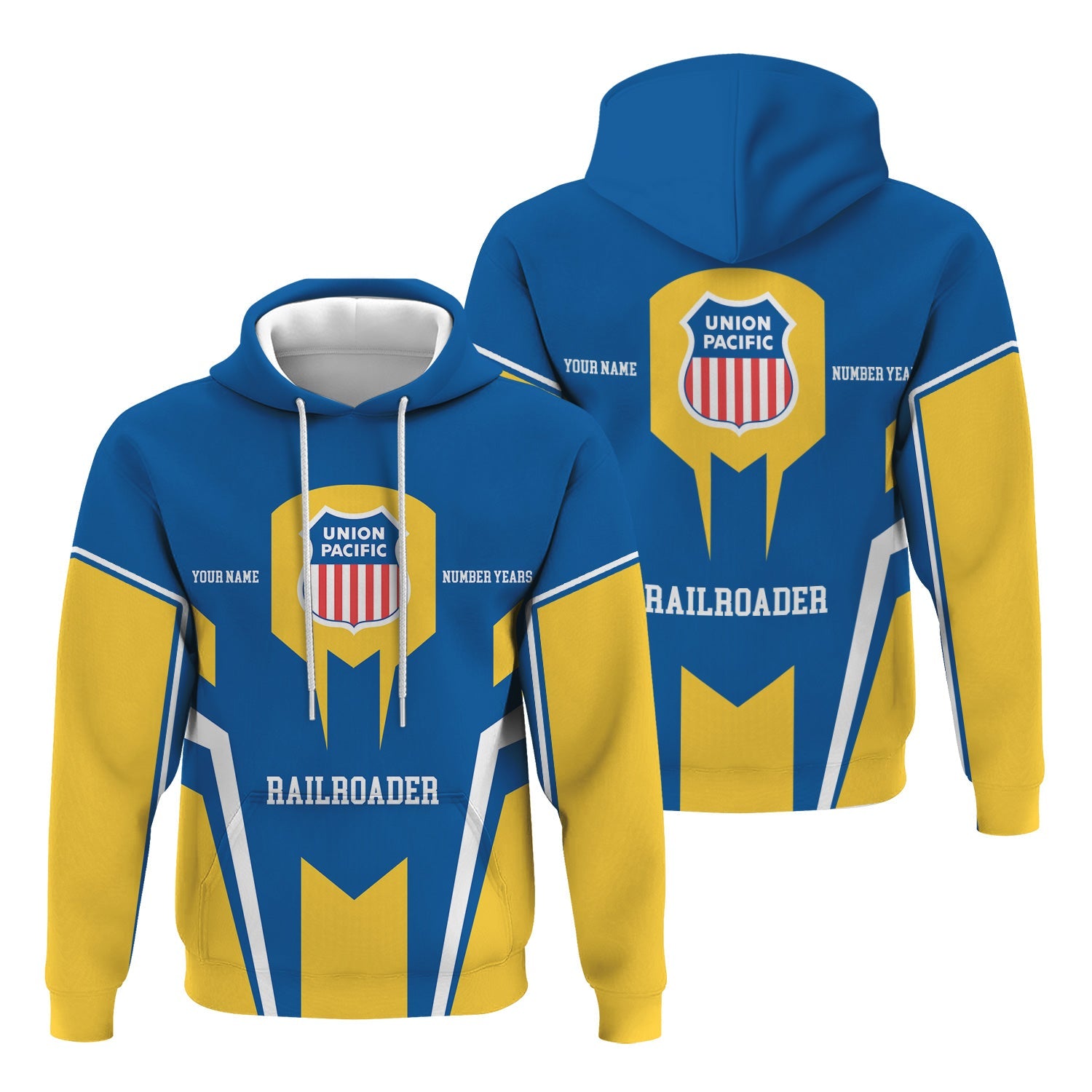 Railspirit Personalized Union Pacific Railroad Hoodie Custom Year Railroader Big Boy Zip Up Hoodie Gift Idea For Train Lover