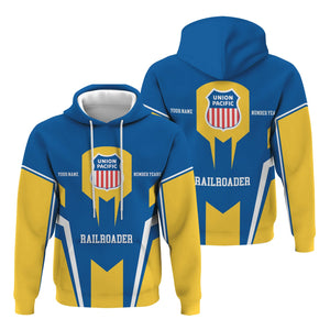 Railspirit Personalized Union Pacific Railroad Hoodie Custom Year Railroader Big Boy Zip Up Hoodie Gift Idea For Train Lover