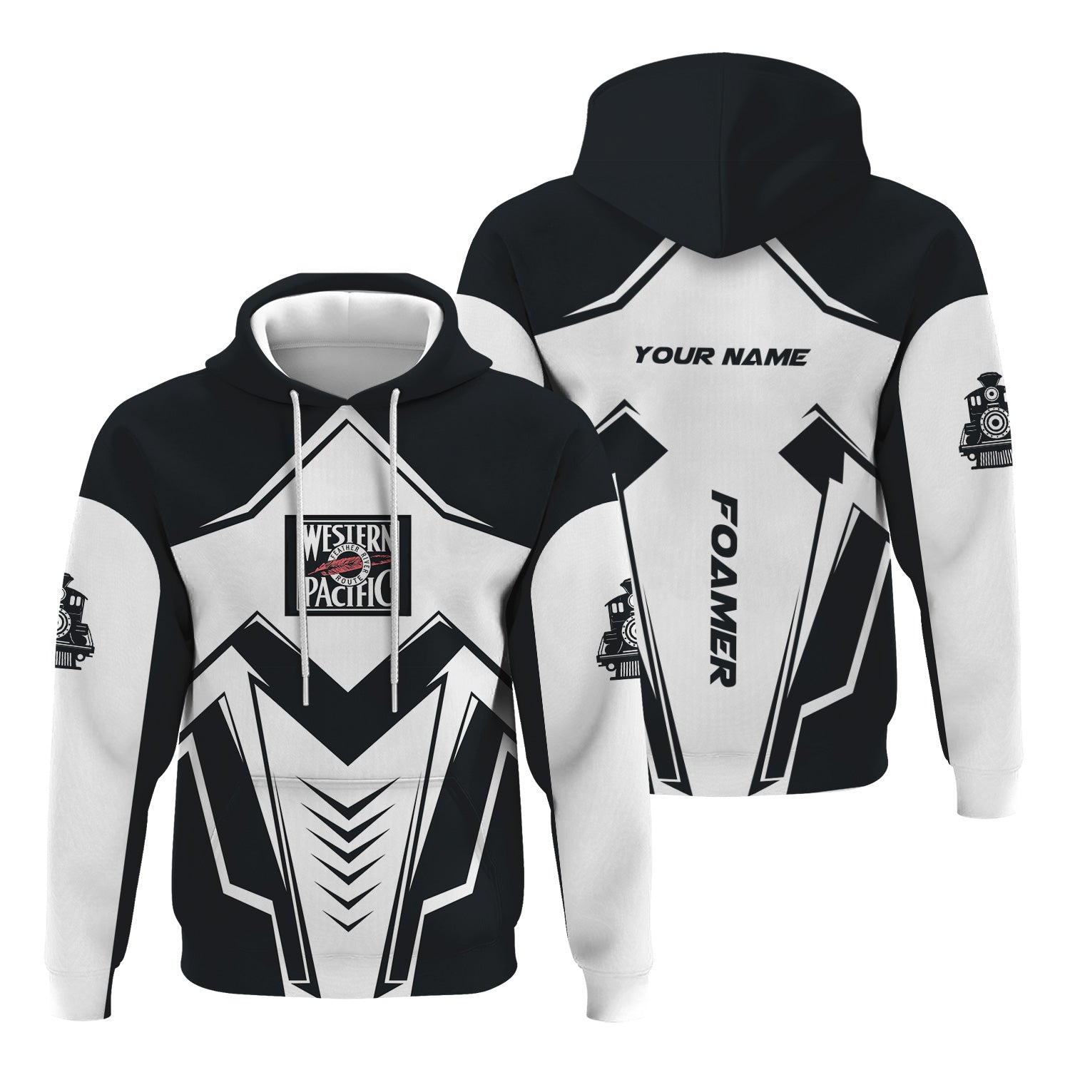 Railspirit Personalized Western Pacific Railroad Hoodie Railway Trainspotter Style Zip Up Hoodie Gift Idea For Foamers