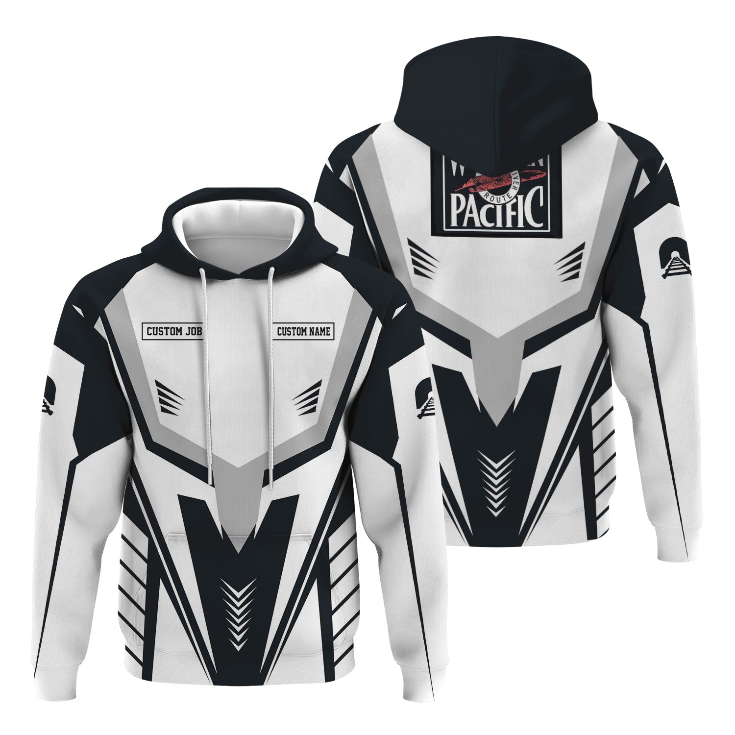 Railspirit Personalized Western Pacific Railroad Hoodie Workwear-Inspired with Custom Position Train Zip Up Hoodie