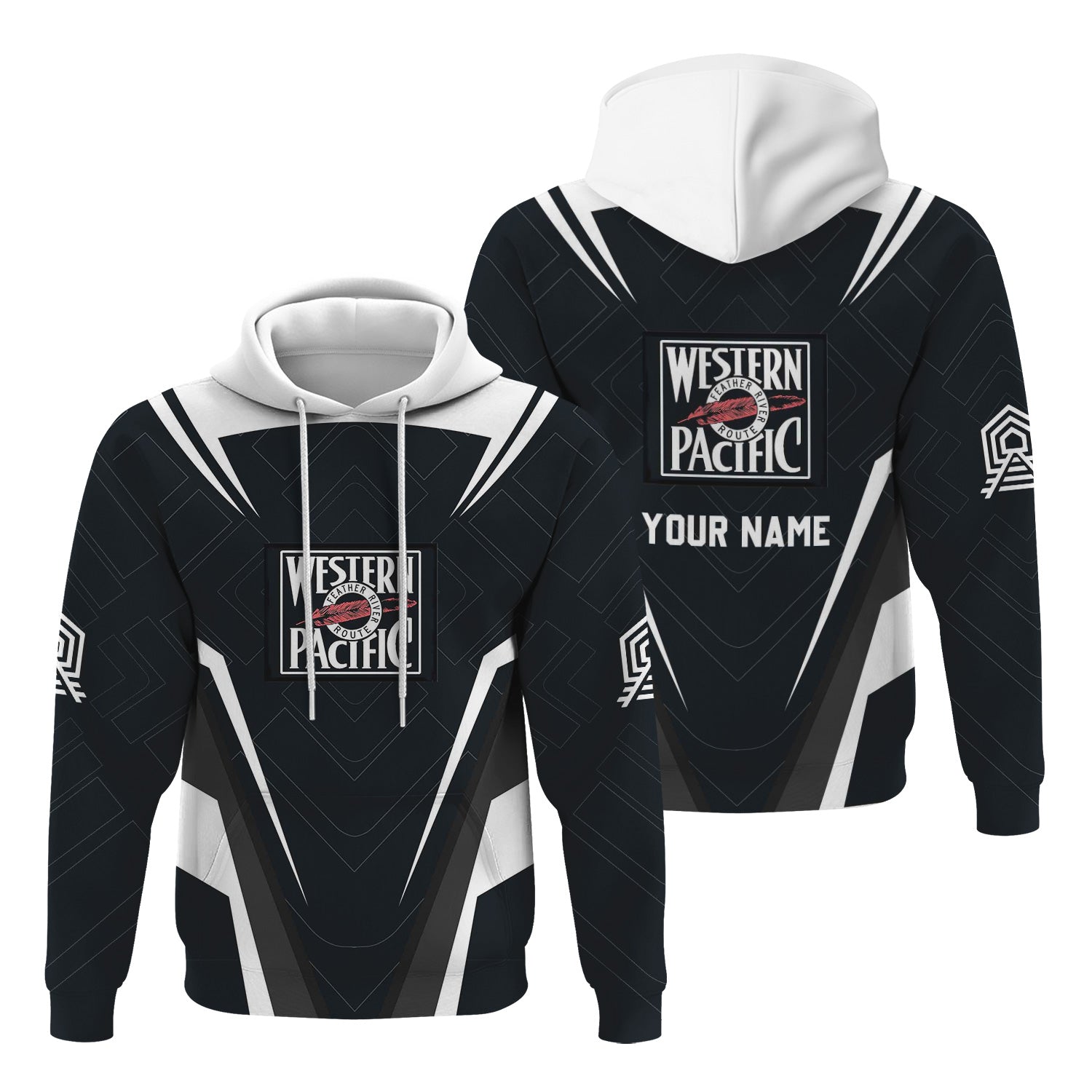 Railspirit Personalized Western Pacific Railroad Hoodie Railway Inspired Apparel Train Zip Up Hoodie For Train Lovers