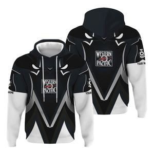 Railspirit Personalized Western Pacific Railroad Hoodie Vibrant Graphic Pattern Zip Up Hoodie For Train Enthusiasts