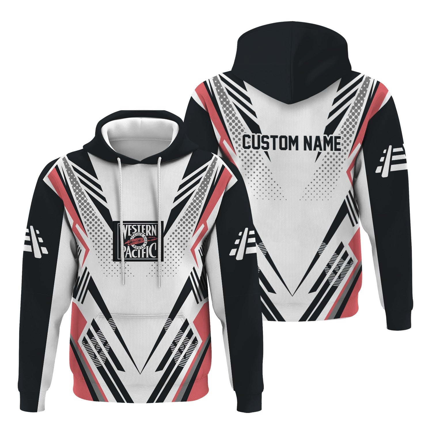 Railspirit Personalized Western Pacific Railroad Hoodie Railroad Tribute Design Train Zip Up Hoodie for Train Lovers