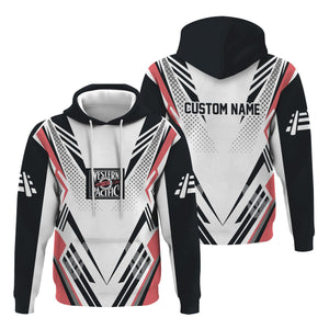 Railspirit Personalized Western Pacific Railroad Hoodie Railroad Tribute Design Train Zip Up Hoodie for Train Lovers