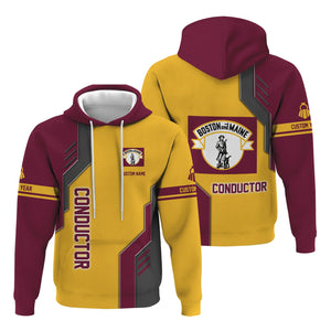 Railspirit Personalized Boston and Maine Railroad Hoodie Unique Railway Style with Custom Job Train Zip Up Hoodie