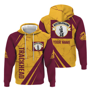 Railspirit Personalized Boston and Maine Railroad Hoodie Crackle Texture Style Train Zip Up Hoodie For Trackhead