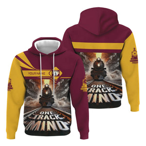 Railspirit Personalized Boston and Maine Railroad Hoodie One Track Mind Train Printed ZIp Up Hoodie