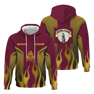Railspirit Custom Name and Job Title Boston and Maine Railroad Hoodie Flame Graphic Train Zip Up Hoodie