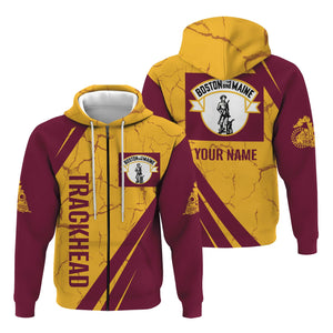 Railspirit Personalized Boston and Maine Railroad Hoodie Crackle Texture Style Train Zip Up Hoodie For Trackhead