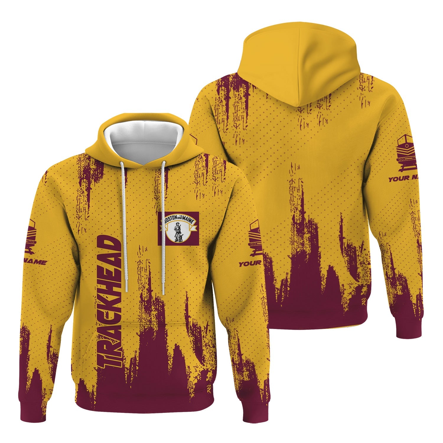 Railspirit Personalized Boston and Maine Railroad Hoodie Paint Impact Design Train Zip Up Hoodie for Trackhead