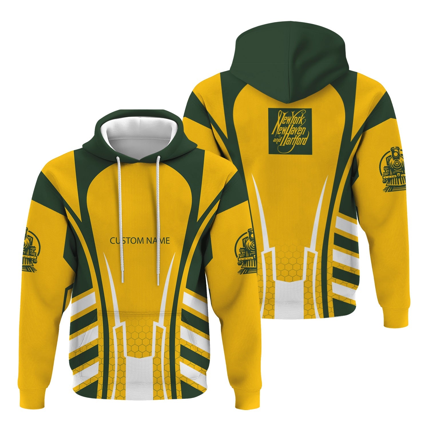 Railspirit Personalized New York, New Haven and Hartford Railroad Hoodie Striped Railroad Style New Haven Railroad Train Zip Up Hoodie All Over Print