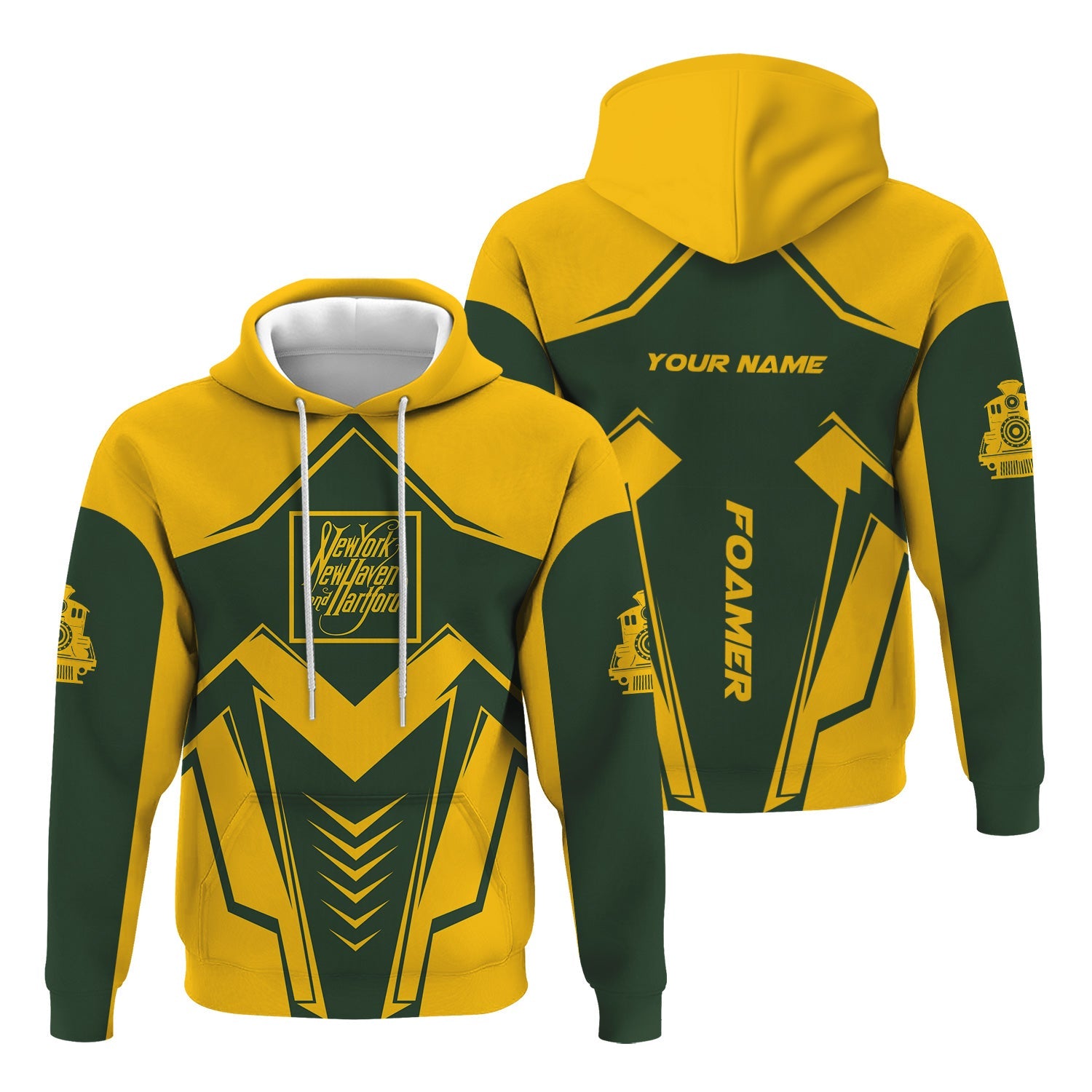 Railspirit Personalized New York, New Haven and Hartford Railroad Hoodie Railway Trainspotter Style New Haven Railroad Zip Up Hoodie Gift For Foamers