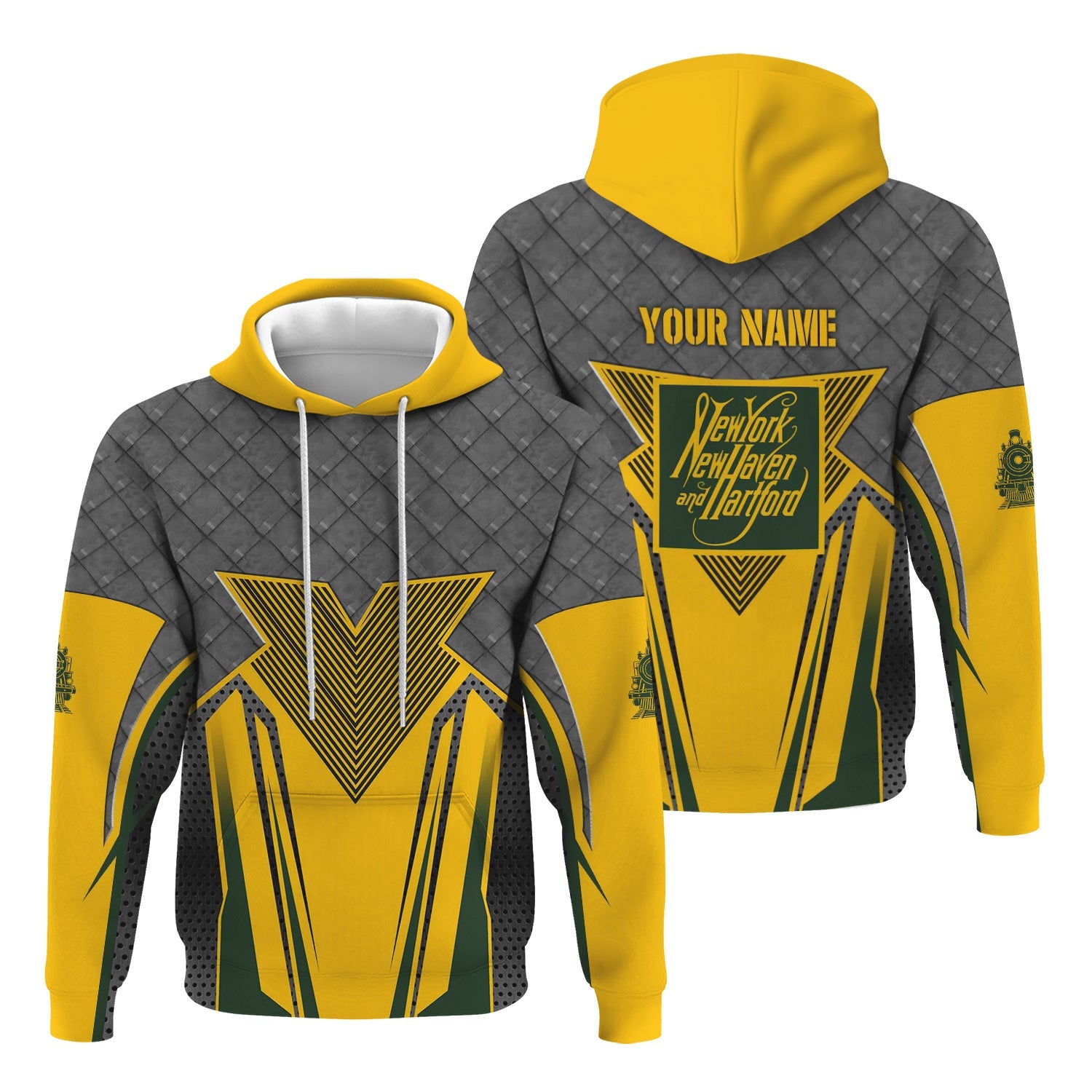 Railspirit Personalized New York, New Haven and Hartford Railroad Hoodie Rugged Steel Vibes New Haven Railroad Train Zip Up Hoodie All Over Print