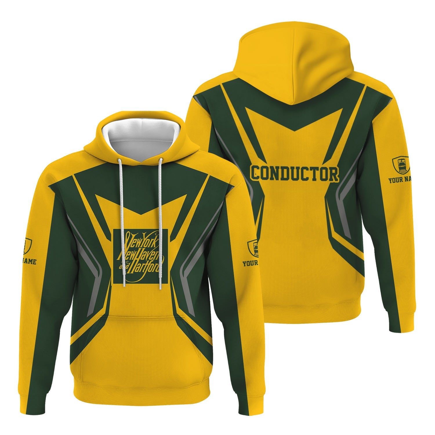 Railspirit Personalized New York, New Haven and Hartford Railroad Hoodie Unique Style with Custom Job New Haven Railroad Train Zip Up Hoodie