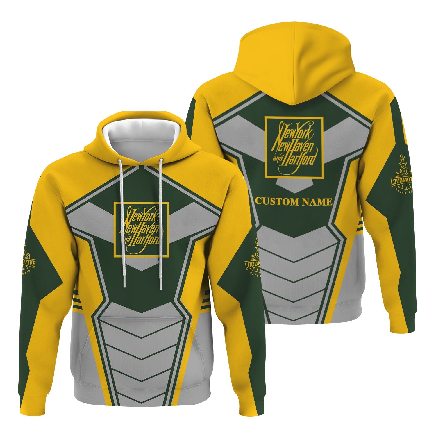 Railspirit Personalized New York, New Haven and Hartford Railroad Hoodie Engine-Inspired Style New Haven Railroad Train Zip Up Hoodie