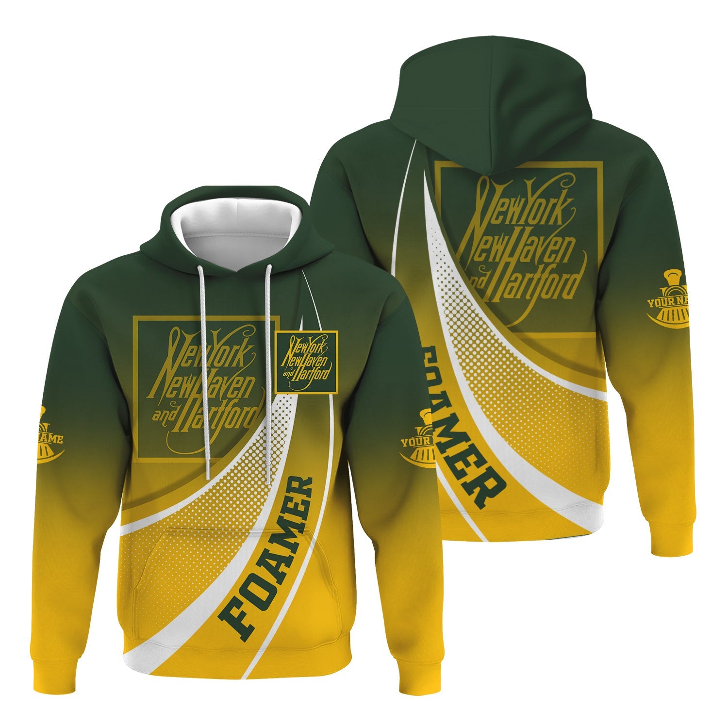 Railspirit Personalized New York, New Haven and Hartford Railroad Hoodie Railway-Themed Style New Haven Railroad Zip Up Hoodie Gift For Trainspotter