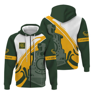 Railspirit Personalized New York, New Haven and Hartford Railroad Hoodie Flame-Inspired Style New Haven Railroad Zip Up Hoodie Gift For Train Lovers