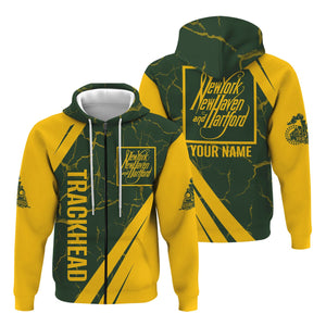 Railspirit Personalized New York, New Haven and Hartford Railroad Hoodie Crackle Texture Style New Haven Railroad Train Zip Up Hoodie For Trackhead