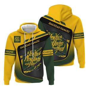 Railspirit Personalized New York, New Haven and Hartford Railroad Hoodie Ripped Texture Style New Haven Railroad Train Zip Up Hoodie