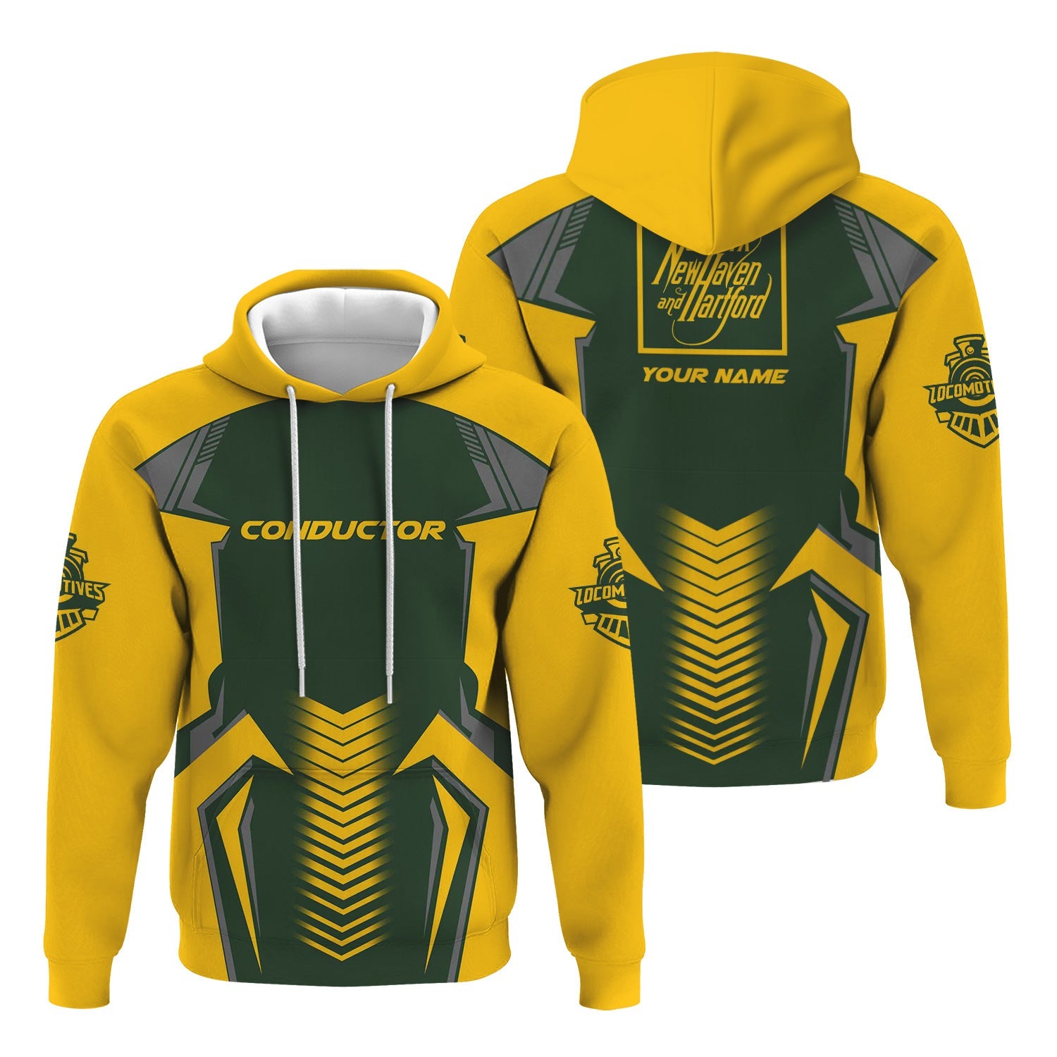 Railspirit Personalized New York, New Haven and Hartford Railroad Hoodie Standout Style with Custom Position New Haven Railroad Train Zip Up Hoodie