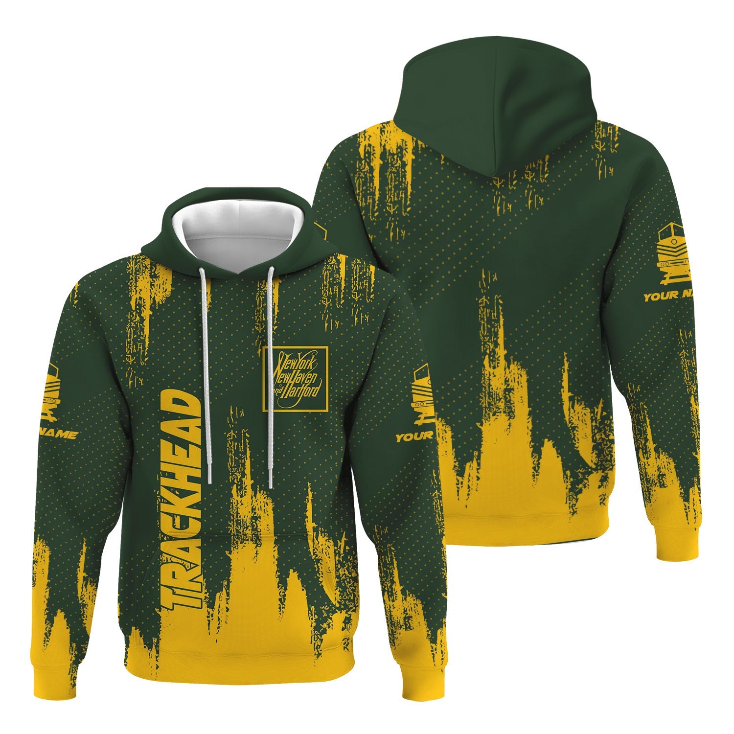 Railspirit Personalized New York, New Haven and Hartford Railroad Hoodie Paint Impact Design New Haven Railroad Train Zip Up Hoodie for Trackhead