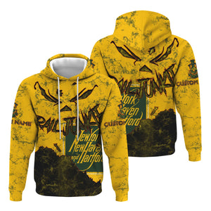 Railspirit Personalized New York, New Haven and Hartford Railroad Hoodie Torn Graphic Style New Haven Railroad Train Zip Up Hoodie For Rail Junkie