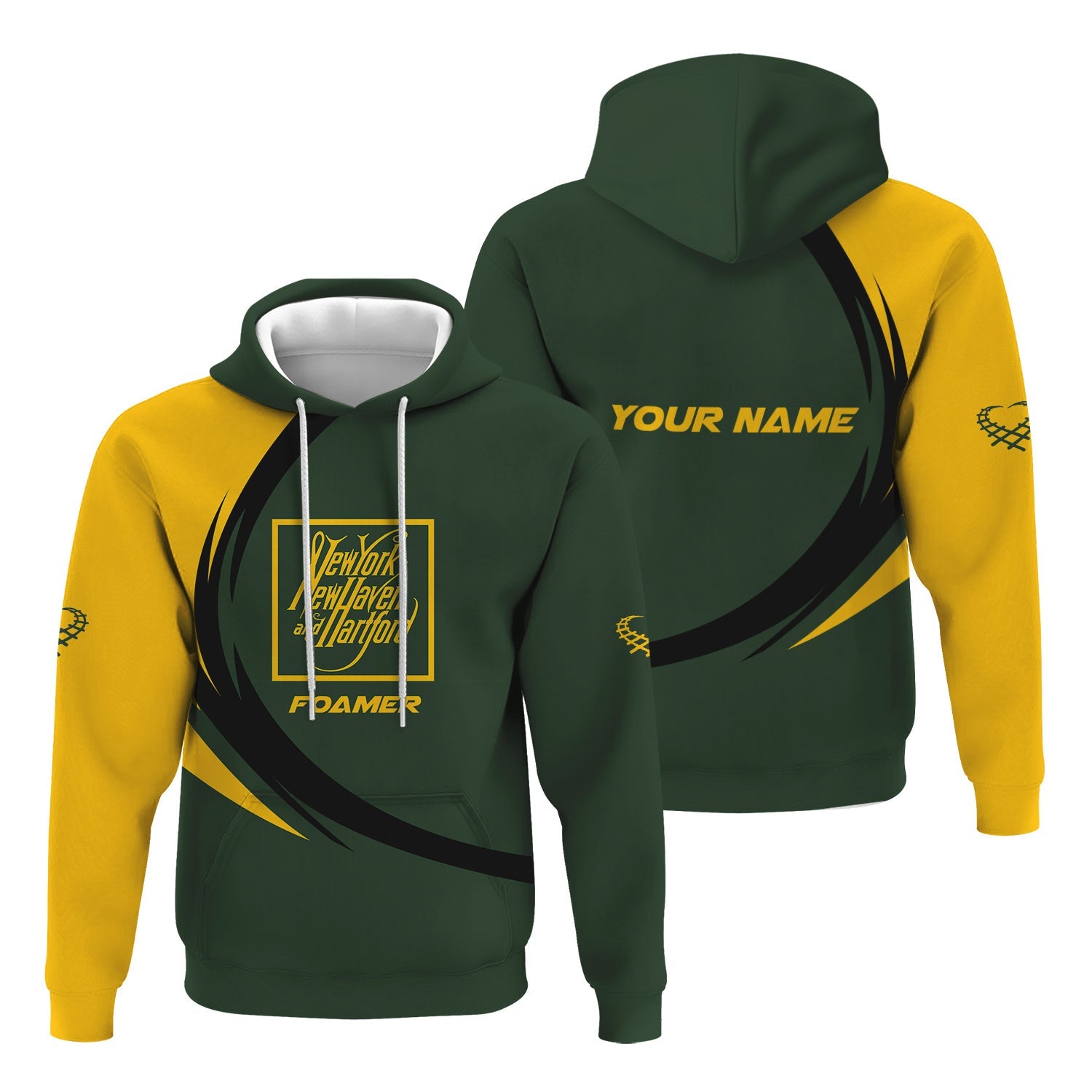 Railspirit Personalized New York, New Haven and Hartford Railroad Hoodie Unique Graphic Style New Haven Railroad Zip Up Hoodie For Train Enthusiasts