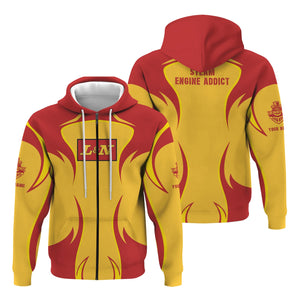 Railspirit Personalized Louisville and Nashville Railroad Hoodie Distinctive Flame Style L&N Zip Up Hoodie For Steam Engine Addict