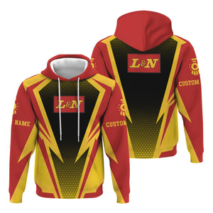 Railspirit Personalized Louisville and Nashville Railroad Hoodie Lightning Graphic Style L&N Zip Up Hoodie Gift Idea For Train Lover