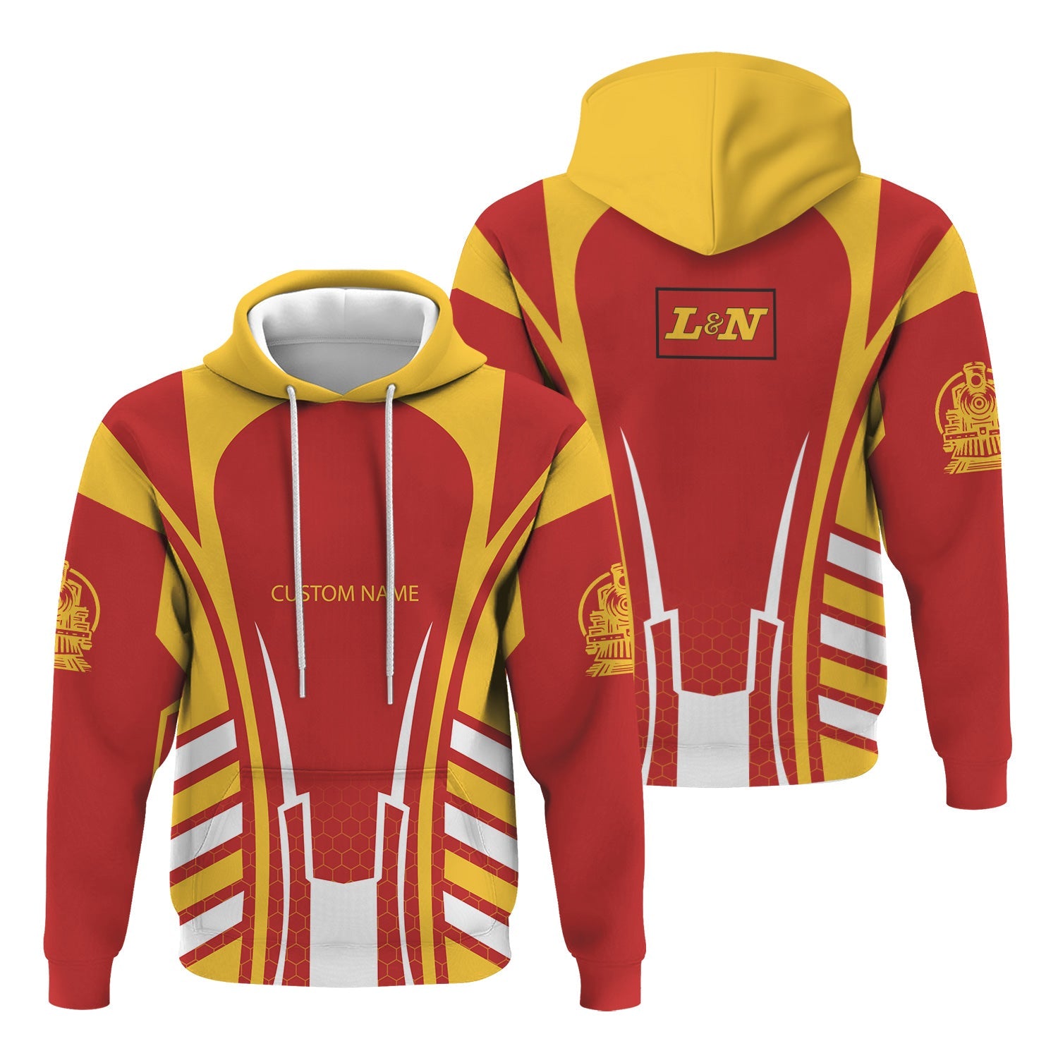Railspirit Personalized Louisville and Nashville Railroad Hoodie Striped Railroad Style L&N Train Zip Up Hoodie All Over Print