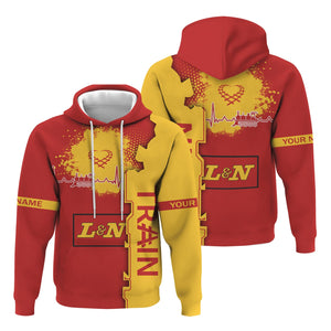 Railspirit Personalized Louisville and Nashville Railroad Hoodie Engine Heartbeat and Track Love Style L&N Zip Up Hoodie Gift Idea For Train Lovers