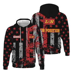 Railspirit Personalized Louisville and Nashville Railroad Hoodie Artistic Paint American Flag Style L&N Train Zip Up Hoodie