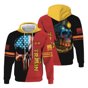 Railspirit Personalized Louisville and Nashville Railroad Hoodie Train Skull American Flag L&N Zip Up Hoodie All Over Print
