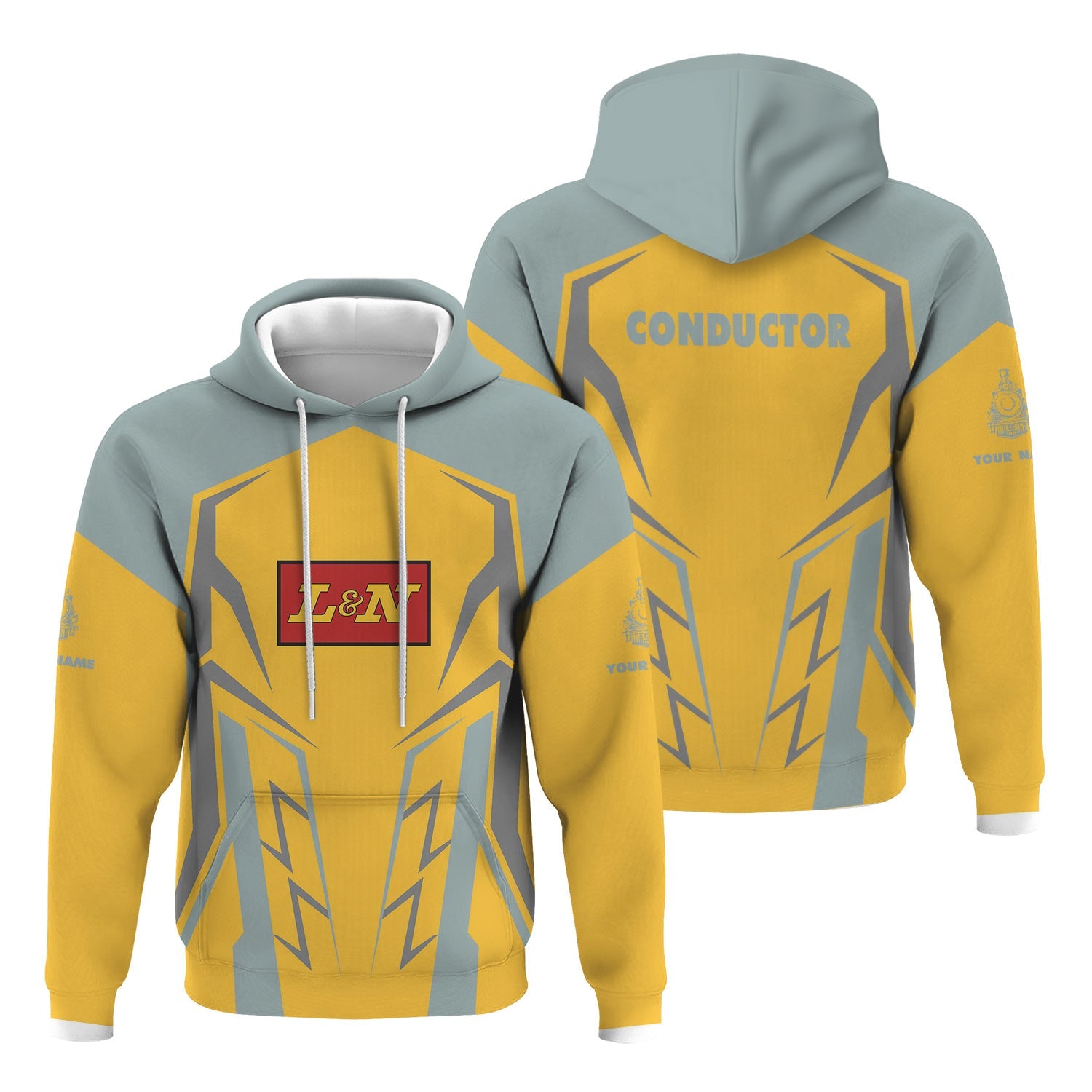 Railspirit Personalized Louisville and Nashville Railroad Hoodie Futuristic Design with Custom Job L&N Train Zip Up Hoodie