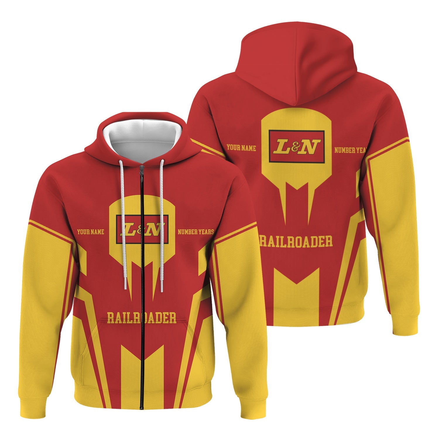 Railspirit Personalized Louisville and Nashville Railroad Hoodie Custom Year Railroader L&N Zip Up Hoodie Gift Idea For Train Lover